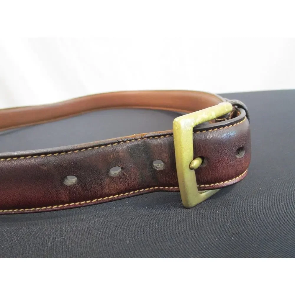 Trafalgar Brown Stitched Leather Brass Buckle Belt Men Sz 34, 33